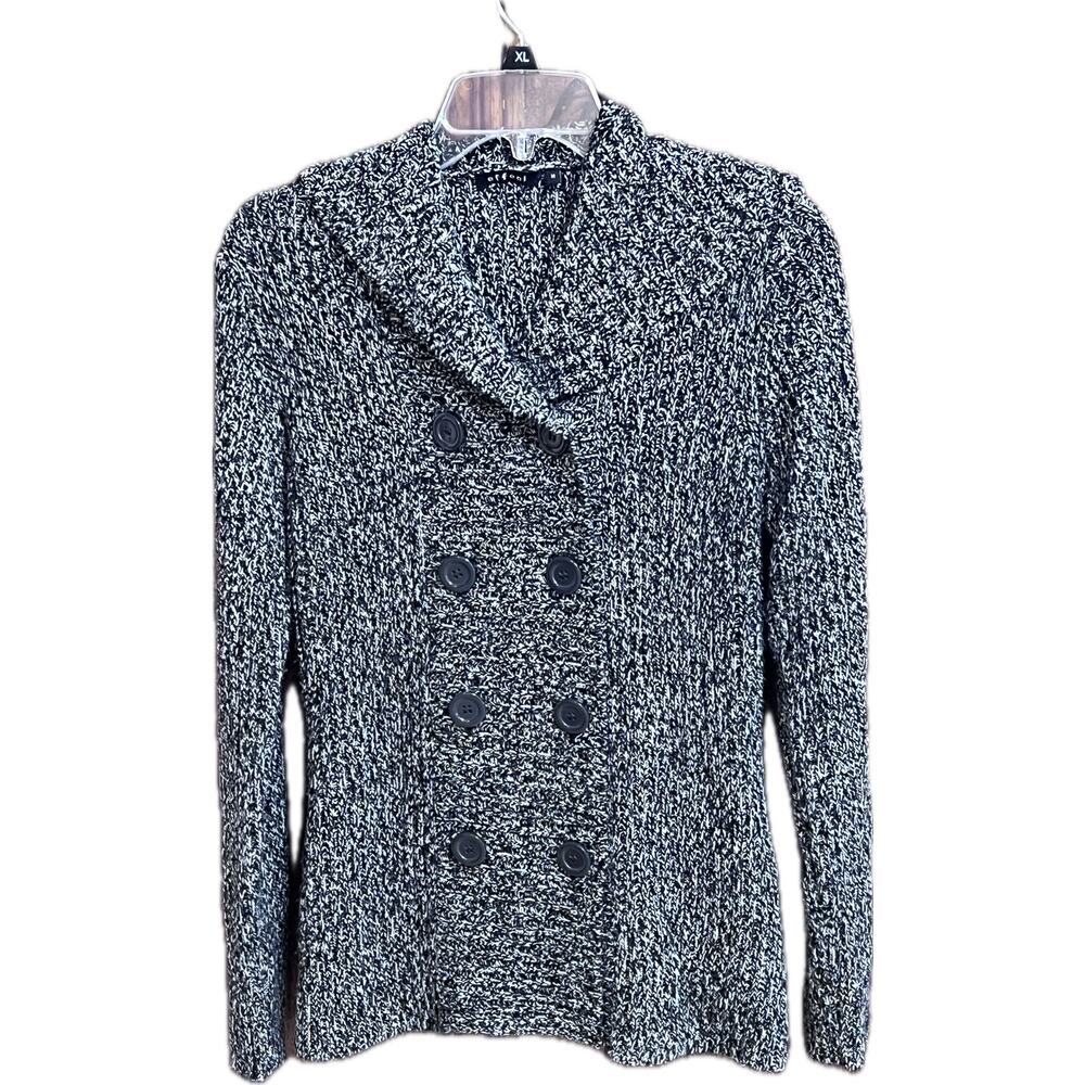 Effeci Cardigan hoodie, double breasted knit, charcoal, size Medium